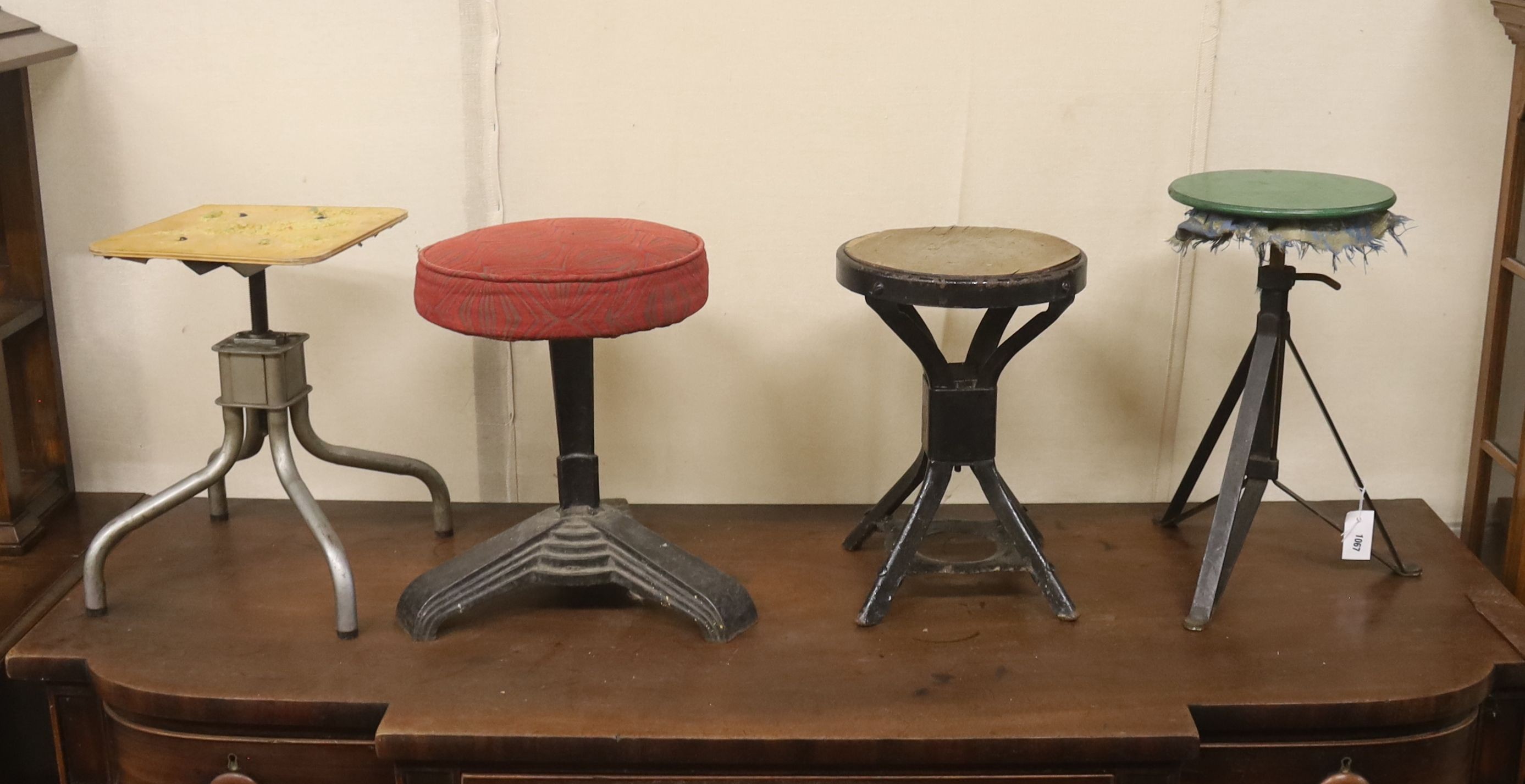 Four industrial style stools